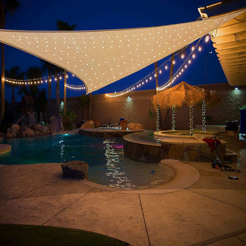 Ready to hang shade sail with lights (3)